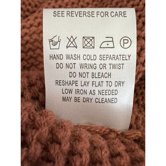 Miracle USA Pumpkin Color Roomy Sweater Cowl Neck Cozy Fall Knit Comfy Classic - Picture 7 of 8